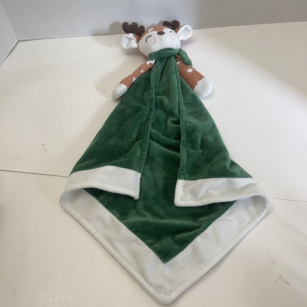 Modern Baby Lovey Deer Reindeer Lovey Baby Security Blanket Polkadot Crinkles